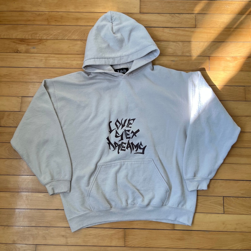 LSD Love Sex Dreams Graphic Hoodie Off White Streetwear Gothic Pullover XL